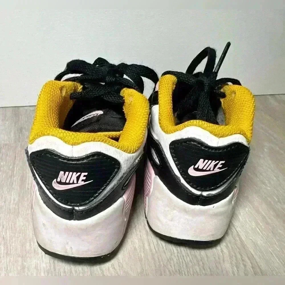 Nike Air Max 90 Toddler Shoes Black Pink White Yellow TD 9C CD6868 007